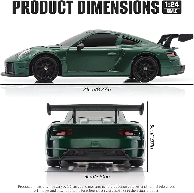 RC Drift Car, 1:24 4WD Remote Control Cars Vehicle with LED Light,2.4GHz 20KM/H High Speed RC Cars with Two Batteries & Drifting Tires Racing Sport Toy for Adults Boys Girls Kids