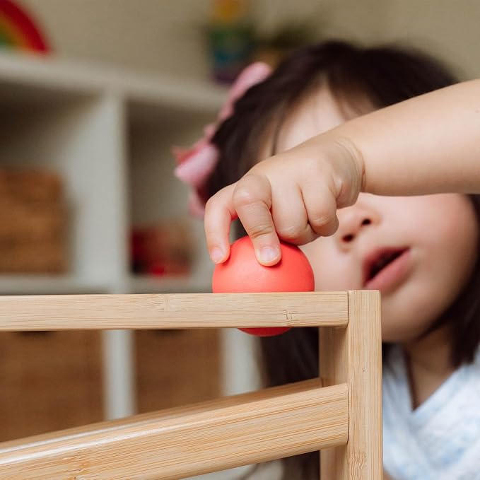 Small Montessori Ball Tracker Wooden Ball Drop - Wood Toys for 3 Year Old - Educational Toy for Baby and Toddler - Ramp Maze Run Track