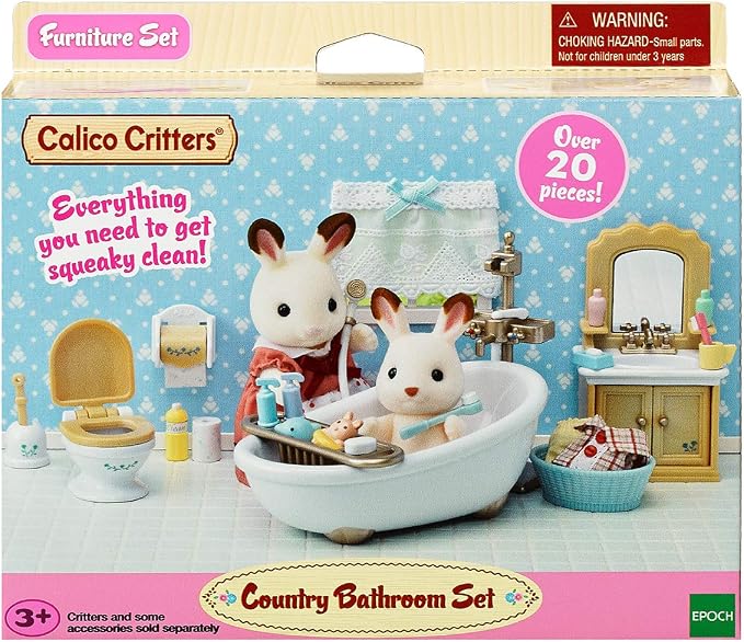 Calico Critters - Country Bathroom Set - Dollhouse Furniture Sets – Kids Pretend Play Toy, Miniature Dollhouse Furniture & Accessories, Ages 3+