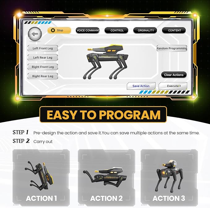 cxjoigxi Smart Robot Dog Toy, Interactive STEM Robotic Pet with Blaster, Voice & Remote Control, App Programming, 30+ Actions, Bionic Walking, RC Dog Birthday Gifts for Kids Boys Girls Age 6+
