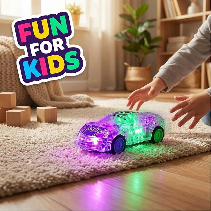 LIDI 2 Pack LED Light up Pull Back Race Car Toys Friction Power Car Toy Set | Toddlers Baby Kids Boy Birthday Gifts Easter Basket Stuffers, Christmas Party Gift