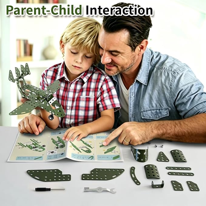 Jixin Xyzhi 3D Metal Airplane Model Kit – Metal Building Kit, STEM DIY Construction Set for Kids Ages 8-16, Mechanical Model Toy, Creative Gift for Boys & Girls (Plane)