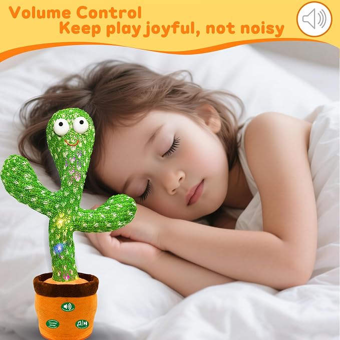 Hunfur (Rechargeable) Dancing Mimicking Talking Cactus Toy,Funny Gift for Baby Infant 6-12 12-18 Months,Singing Record Repeat What You Say Toys for Toddler 1 2 3 Year Old Boy Girl
