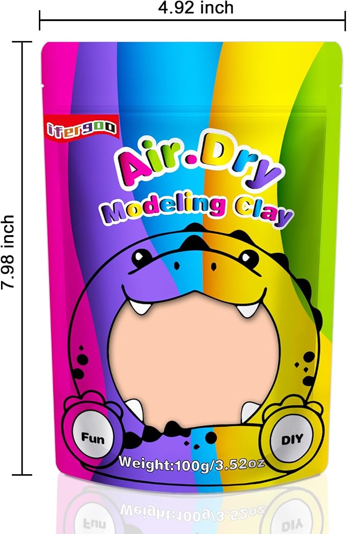 ifergoo Skin Air Dry Clay, DIY Creative Modeling Clay for Kids, Super Light Magic Foam Clay for Kids Age 3-12, Soft, No-Sticky & Non-Toxic, Molding Clay for School Art & Craft Project(Skin/100g/3.5oz)