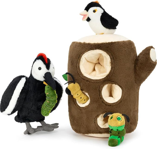 MaoGoLan 6pcs Woodpecker Bird Stuffed Animal Plush Set - Magnetic Stuffed Woodpecker Plush Feeding the Bird Toys for Toddlers, Fun Educational Toys Gift for Toddlers Kids Girls Boys