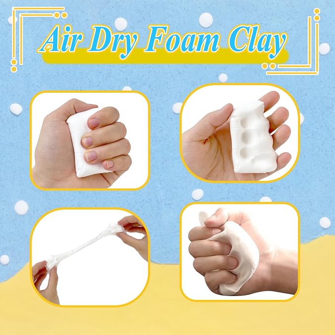 50 Pack White Air Dry Foam Clay,Soft Magic Modeling Clay,Super Light Air Dry Clay for Kids,Arts Craft,Gifts