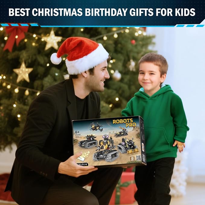 Robot Building Kit with Remote Control, STEM Gifts for Kids Age 8-12, Science Robot Kit Coding Robotics Technic Toy for Boys Girls Birthday Gifts, 5-in-1 Models with 323 Pieces