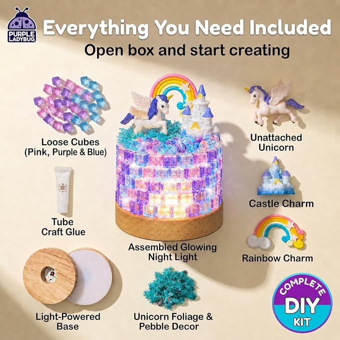 Make Your Own Unicorn Night Light for Girls - Gifts for 7 8 9 10 11 12 Year Old Girls Birthday Gift Unicorn Gift Craft Kits, Crafts for 8-12 Years Old Girl, DIY Arts and Crafts for Kids LED Lamp