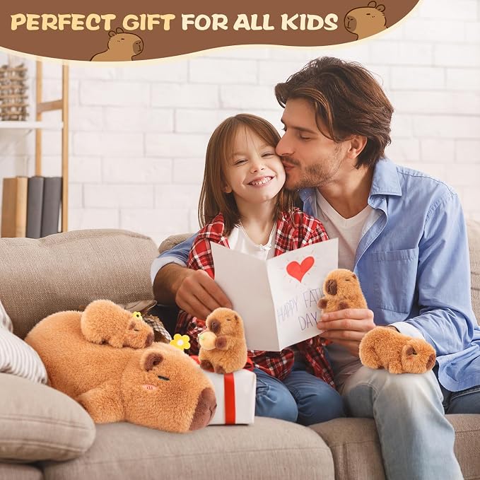 SuzziPals Flower Capybara Stuffed Animal with Babies Inside, 5PCS Capybara Plush Set with Mommy & 4 Baby Capybaras, Soft Plush for Bedroom Decor, Birthday Easter Gift for Kids & Capibara Lovers