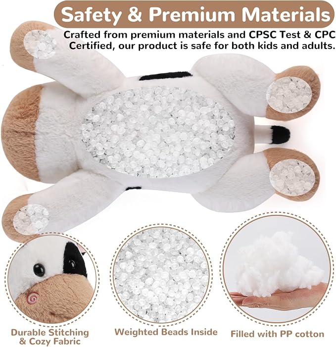 gnomantic Cow Weighted Stuffed Animals - 12 Inch 1.0 Pounds Weighted Plushies Cow Stuffed Animals - Small Plush Pillow - Cute Plush Toys Gifts for Kids & Adults (12" 1.0 lbs Black)