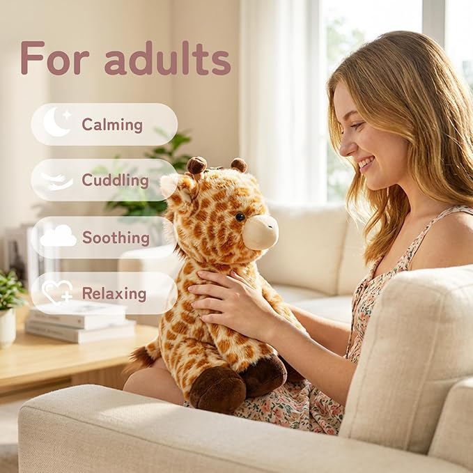 Niuniu Daddy 14" | 3.5 Pound Giraffe Weighted Stuffed Animal for Kids Adults, Calming Body Pillow for Sleeping, Sensory Sitting Lap Pad Toy Huggable Gift for Christmas Birthday