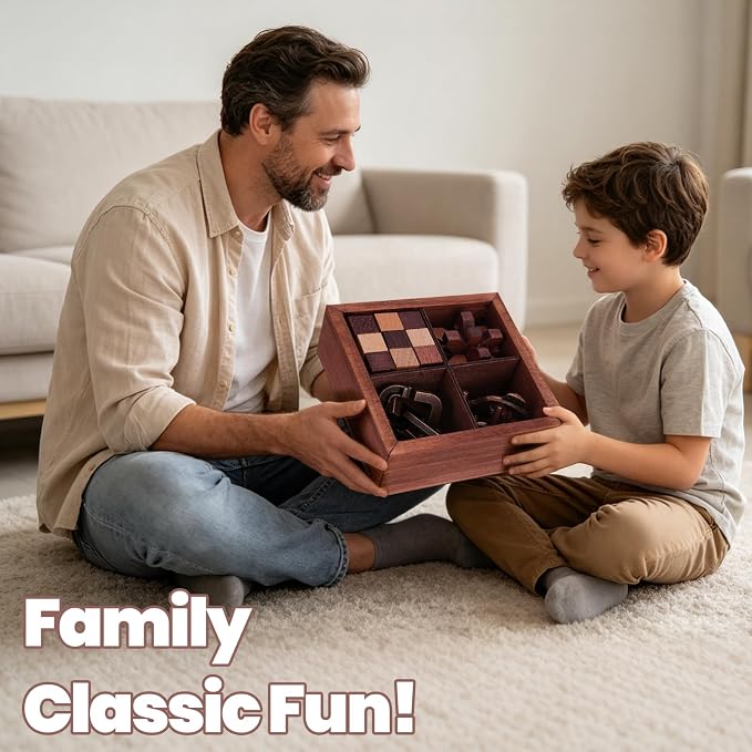 Brain Teaser Puzzles for Adults Teens - Brain Teaser Puzzles with Wooden Box 3D Puzzle Game Toys for Adults Teens - Unlock Interlocking Brain Teaser Puzzle Adults Teens IQ Education Smart Toys