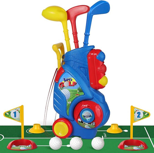 Liberry Toddler Golf Set for 2 3 4 Years Old Boys Girls, Upgraded Kids Golf Clubs Set with Cart, Putting Mat, Outdoor Indoor Sports Toy Birthday Gift, Blue