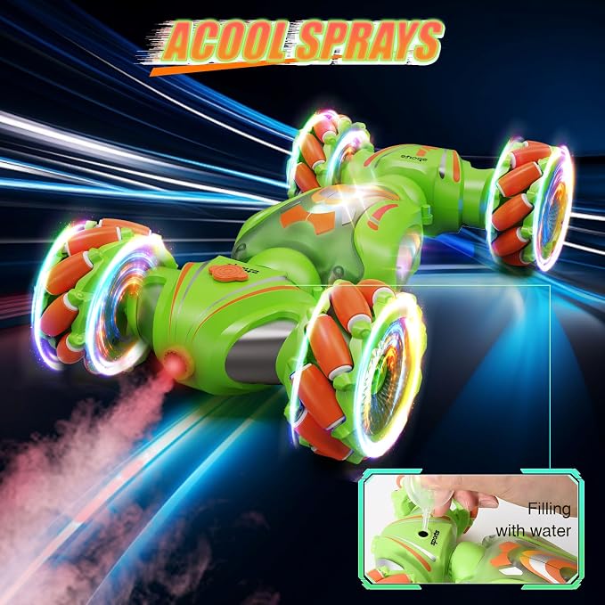 Nicella Remote Control Car, Pink RC Cars for Girls, Gesture Stunt with Light & Music, 4WD, 360° Rotating, 2.4Ghz Remote Control Car Toys, Birthday Gift for Kids Age 6+ (Green)