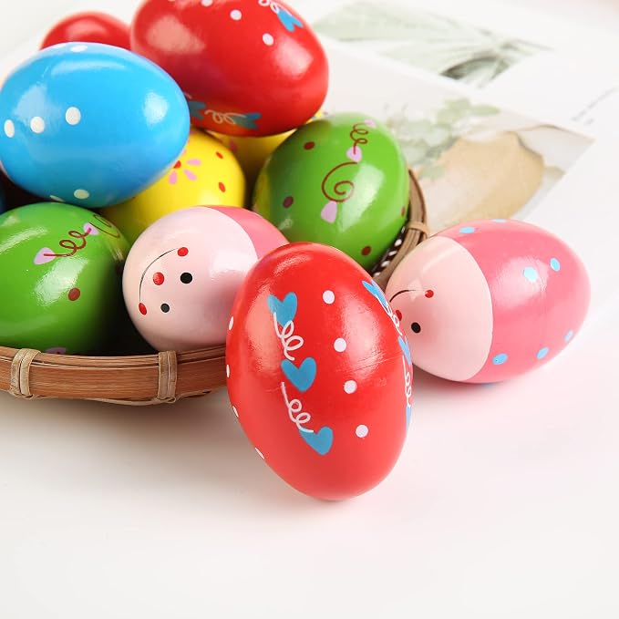 6Pcs Wooden Egg Shakers Hand Musical Maracas Percussion Instruments