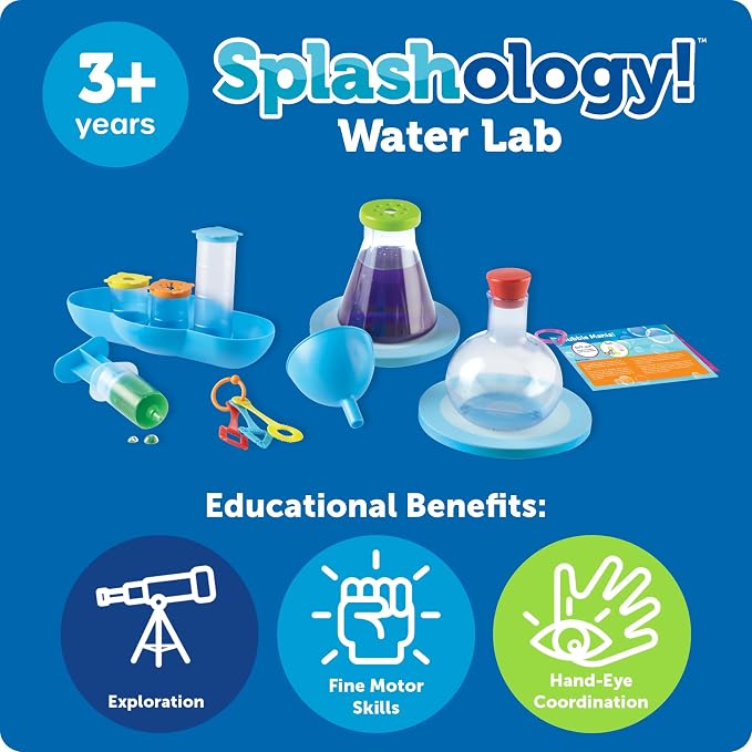 Learning Resources Splashology, Water Lab Science Kit, STEM Playtime, Water Activities, 19 Pieces, Ages 3+