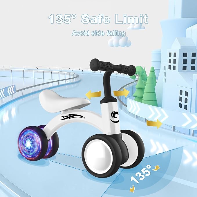 Gamfeiny Colorful Lighting Baby Balance Bike Toys for 1 Year Old Boy Girl Gifts, 10-36 Month Toddler Balance Bike, No Pedal 4 Silence Wheels & Soft Seat First Riding on Toys, 1st Birthday Gifts