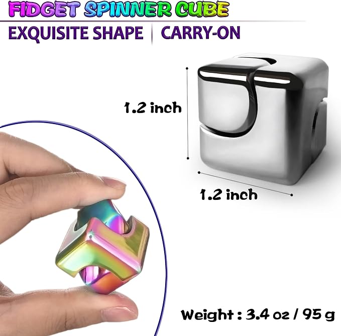 2pc Fidget Spinner Toys Cube Adults, Easter Basket Stuffers for Teens Metal EDC Cool Desk Gadgets Office Toys Small Anxiety Figette Sensory Toy, ADHD Tool Fingears Figet Stress Valentine Gift for Boy