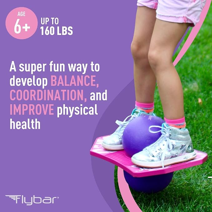 Flybar LED Pogo Trick Ball for Kids Balance Bounce Board w/Anti-Slip Deck