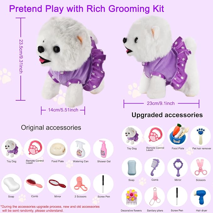 Walking Dog Toy Remote Control, Walking and Barking Robot Dog, Electronic Plush Puppy Toy for Kids Age 3-6, Ideal Gift for Girls(Great Pyrenees)