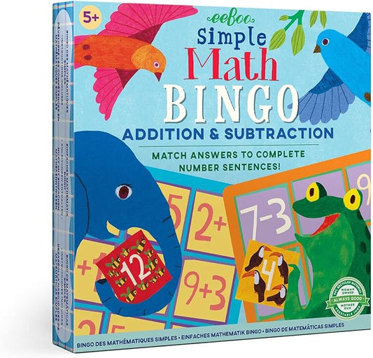 eeBoo: Simple Math Bingo Game for Kids Ages 5+, Addition & Subtraction Learning Game That Builds Skills & Conversation