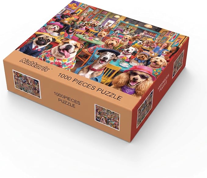 Nattork Jigsaw Puzzles 1000 Pieces for Adults, Families (Dog Coffee) Pieces Fit Together Perfectly