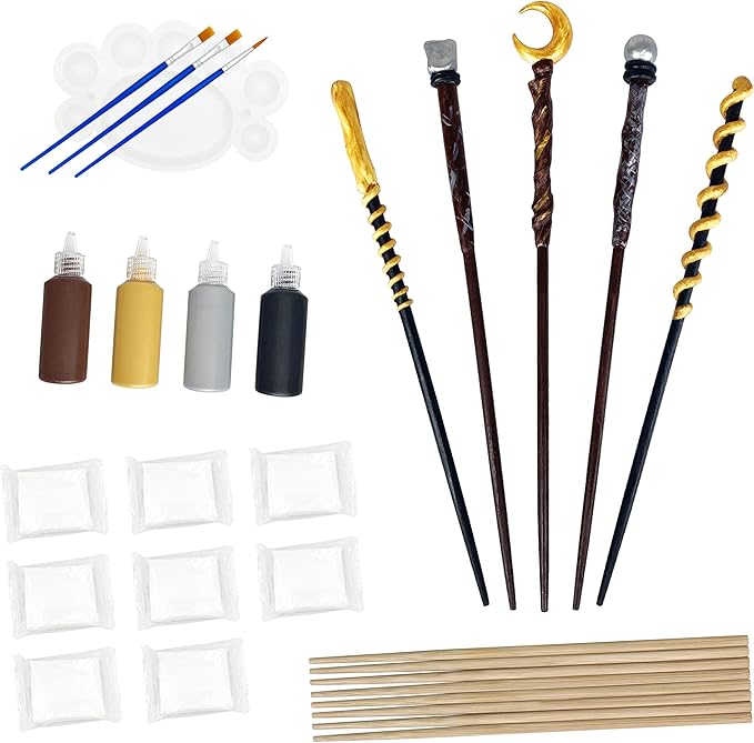 Maikoi Magic Wand Making Kit for Kids Adults DIY Craft Set Wizard Birthday Party Supplies Make Your Own 8 Wands (24-Piece)