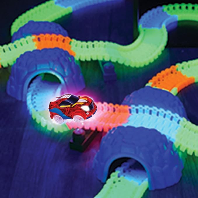 Ontel Magic Tracks RC - Remote Control Turbo Race Cars & 10 ft of Flexible, Bendable Glow in the Dark Racetrack - As Seen on TV, Color may Vary