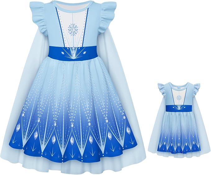 LQSZ Doll and Girl Matching Princess Dress Outfits for Girls and 18" Matching Doll and Girl Clothes