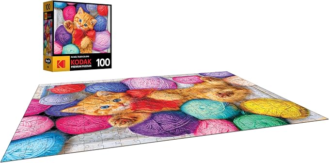 RoseArt - Kodak Premium - Cuddly Yarn Box - 100 Piece Jigsaw Puzzle for Adults
