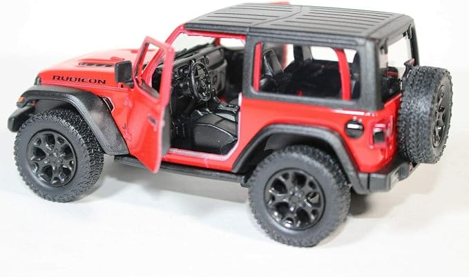 KiNSMART - Jeep Wrangler Rubicon Off Road 4x4 5 inch 1:34 Scale Die Cast Model Replica Toy Car (Red Hardtop)