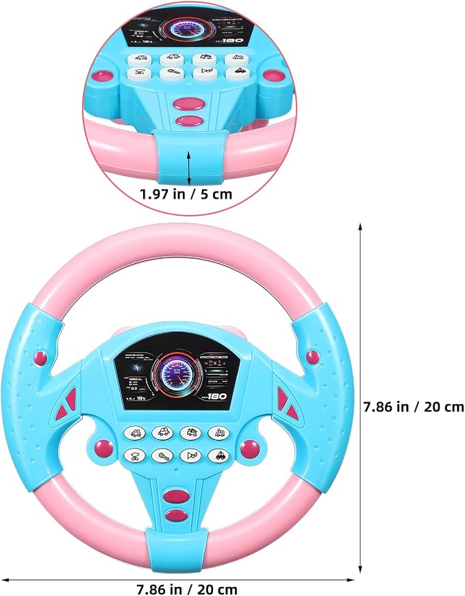 TOYANDONA Kids Steering Wheel Toy - 2PCS Simulated Driving Racing Car Game Toy, Driving Controller Early Education Pretend Driving Steering Wheel with Light Music for Boys Girls 4 5 6 Years Old