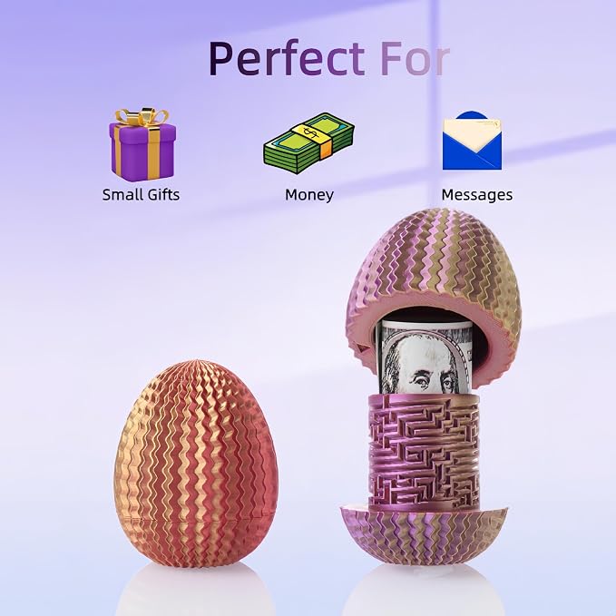 Maze Egg Money Puzzle Box for Kids & Adults, 4 Logic Challenge Brain Teaser Sensory Toy, Hidden Compartment Cash Gift Holder, Birthday Graduation Gifts for Teens, Road Trip Travel Game