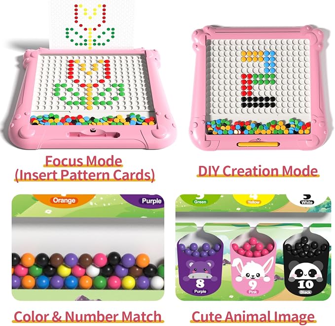 2-IN-1 Large Magnetic Drawing Board for Toddlers Kids, Magnetic Color and Number Maze, Magnetic Dot Art Board for Kids, Montessori Education Travel Toys for Boys Girls Age 3 4 5 6 7 8 Years Old