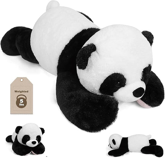JellyMallow 5 lbs 24" Weighted Stuffed Animals Panda Plushie, Cute Panda Weighted Plush Pillow Giant Stuffed Animals for Kids Adults