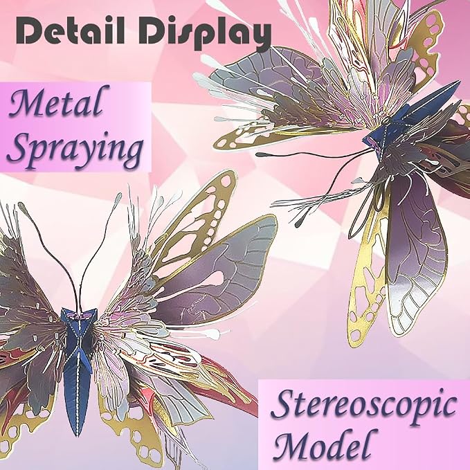 3D Metal Puzzles for Adults,Butterfly Model Building Kits,Cute Insect Design,Brain Teaser Puzzle,DIY Mechanical Assembly Kit Creative Ornament Suitable for Home Decor Art Craft (Gold)