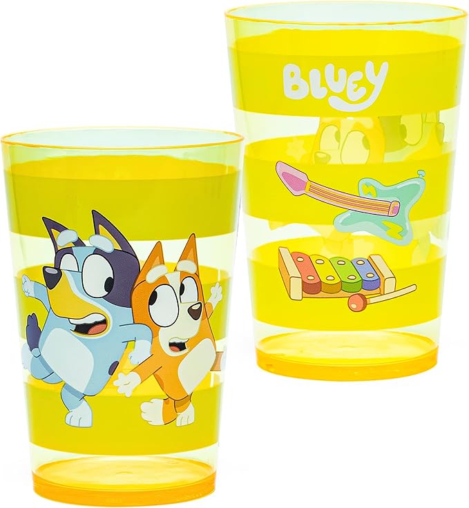Zak Designs Bluey Nesting Tumbler Set Includes Durable Plastic Cups with Variety Artwork, Fun Drinkware is Perfect for Kids (14.5 oz, 4-Pack, Non-BPA)
