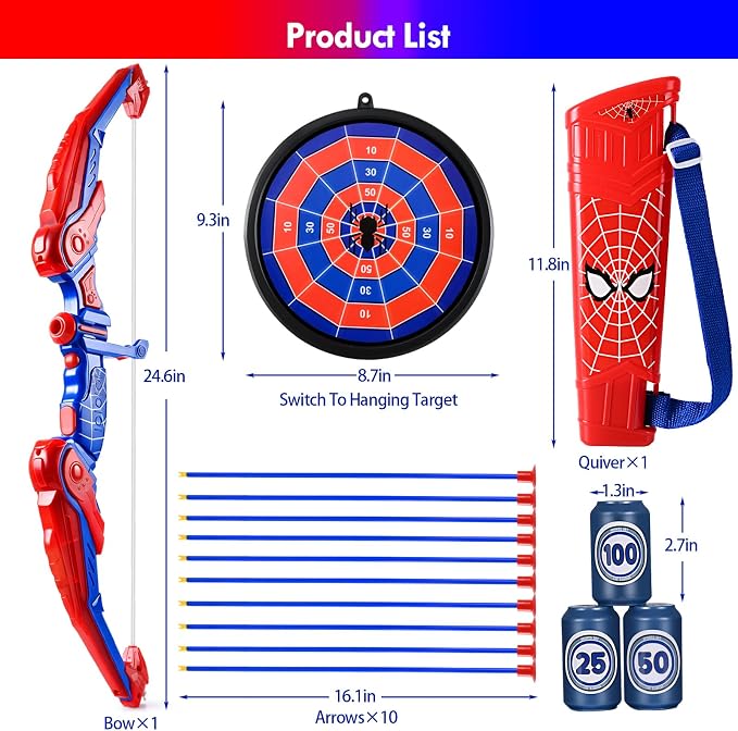 Bow and Arrow for Kids,LED Light Up Archery Set with 10 Suction Cup Arrows, 1Target, 3 Score Targets & 1 Quiver- Indoor Outdoor Sport Gifts for Boys Girls Ages 4 5 6 7 8 9 10 11 12