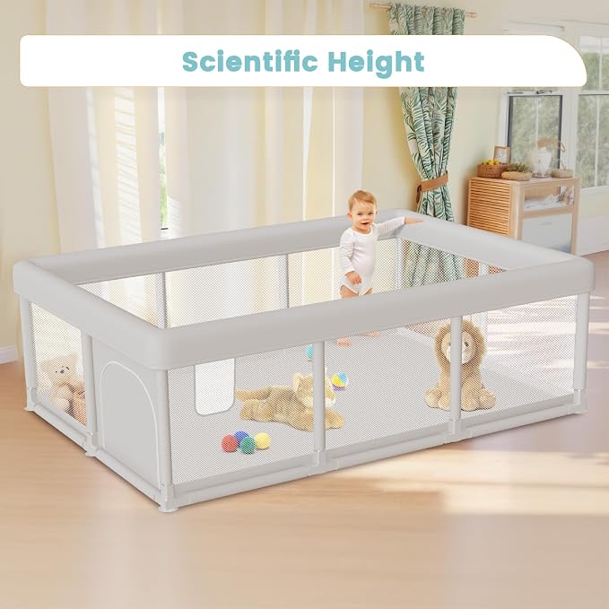 besuhot Baby Playpen Baby Playard Large playpen 74 x 50 inch, Play Pen for Babies and Toddlers with Gate, Safety Activity Center for Indoor & Outdoor