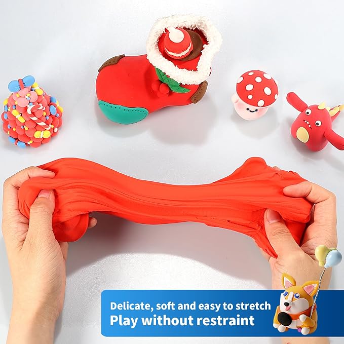 ifergoo Red Air Dry Clay, DIY Creative Modeling Clay for Kids, Super Light Magic Foam Clay for Kids Age 3-12, Soft, No-Sticky & Non-Toxic, Molding Clay for School Art & Craft Project(Red 100g/3.5oz)