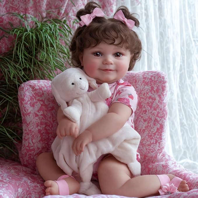 JIZHI Lifelike Reborn Baby Dolls - 20Inch-Real Baby Feeling Realistic-Newborn Baby Doll Adorable Smiling Real Life Baby Dolls with Gift Box for Kids Age 3