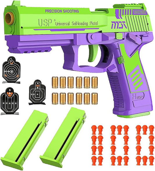 Dreamplay Shell Ejecting Toy Gun, Automatic Pull Back Action Shooting Games Education Model Toy for Kids Gifts