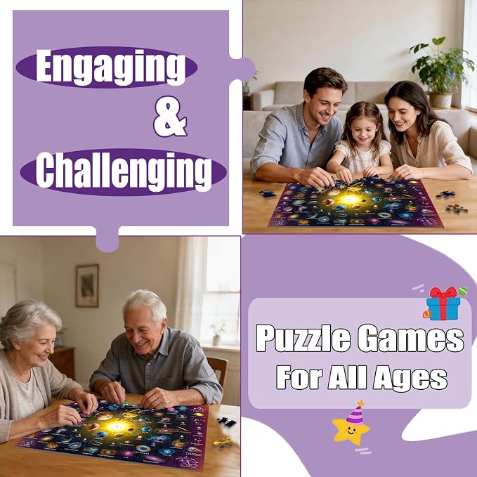 Puzzles for Kids Ages 6-8 and 8-10, 200 Piece Solar System Planets Learning Educational Jigsaw Puzzles, Educational Learning Toy for Boys and Girls