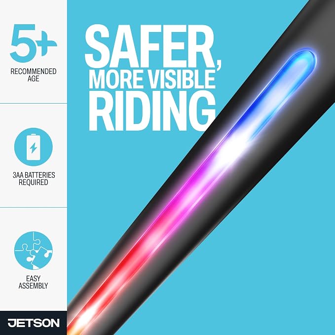 Jetson Mars 2-Wheel Light-Up Kick Scooter, Portable Scooter for Kids with Light-Up 4.6-Inch Wheels, Adjustable Handlebar Height, Foldable Design, Ages 5+