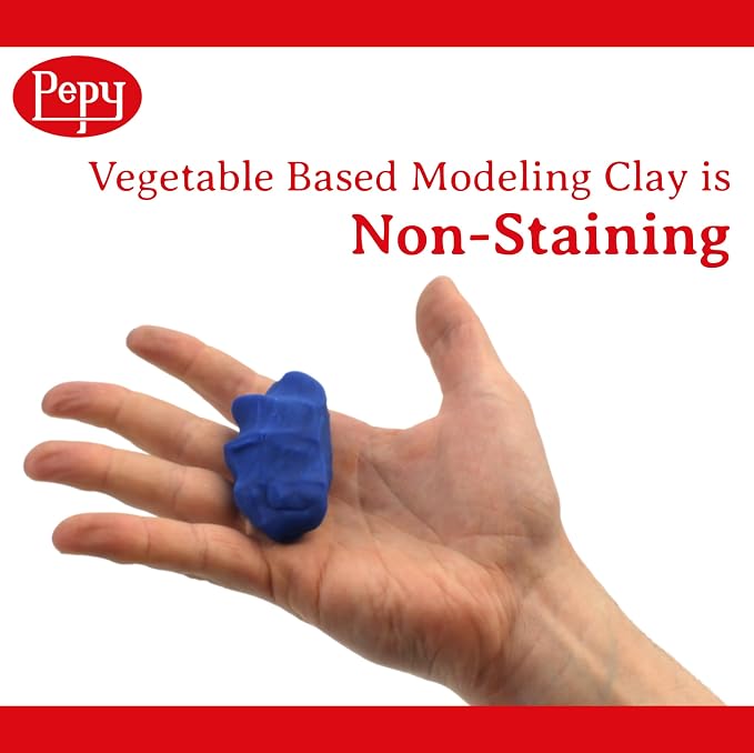 Pepy Plastilina Reusable and Non-Drying Modeling Clay; Set of 24 Bars, 1.4 Ounce Each, 8 Each of 3 Colors, Perfect for Arts and Crafts Projects, Primary Colors …