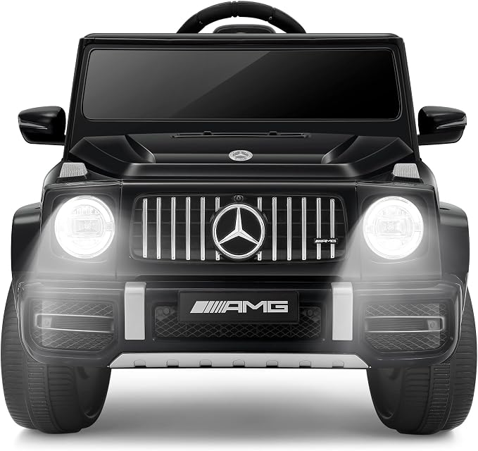 ELEMARA Licensed Mercedes-Benz AMG G63 Ride on Toys,12V Ride on Car with Remote Control,Rechargeable Battery,Flickering Lights/LED Lights, Bluetooth,Music, Soft Start, Low Battery Prompt,Dark Black