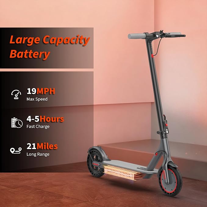 VOLPAM Electric Scooter, 350W/500W/800W/1000W/250W Powerful Motor & 19/22/ 9 MPH Top Speed, 16-28-10 Miles Long Range, Folding E Scooter Choice