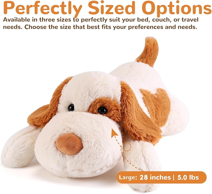meowtastic Brown & White Dog Weighted Stuffed Animals - 28 Inch 5.0 Pounds Weighted Plush Dog Stuffed Animals - Large Stuffed Dog Plush - Cute Plush Toys Gifts for Kids & Adults (28" 5.0 lbs)