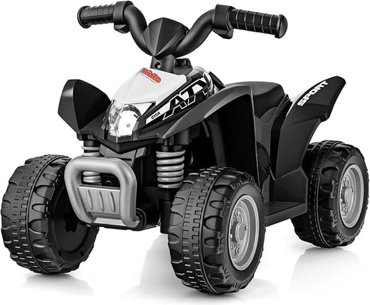OLAKIDS Kids Ride On ATV, 6V Electric Vehicle for Toddlers, 4 Wheeler Battery Powered Motorized Quad Toy Car for Boys Girls with LED Lights, Horn (Black)