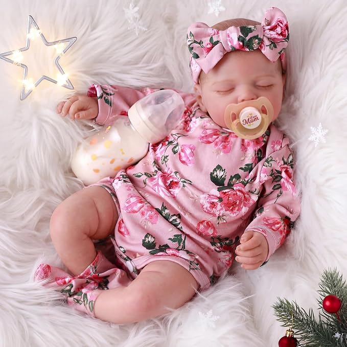 BABESIDE Lifelike Reborn Baby Dolls - 20 inch Cuddly Realistic Baby Doll Soft Body Sleeping Real Life Baby Dolls Girl with Accessories Gifts for Granddaughters Daughter Kids Age 3 + & Collection